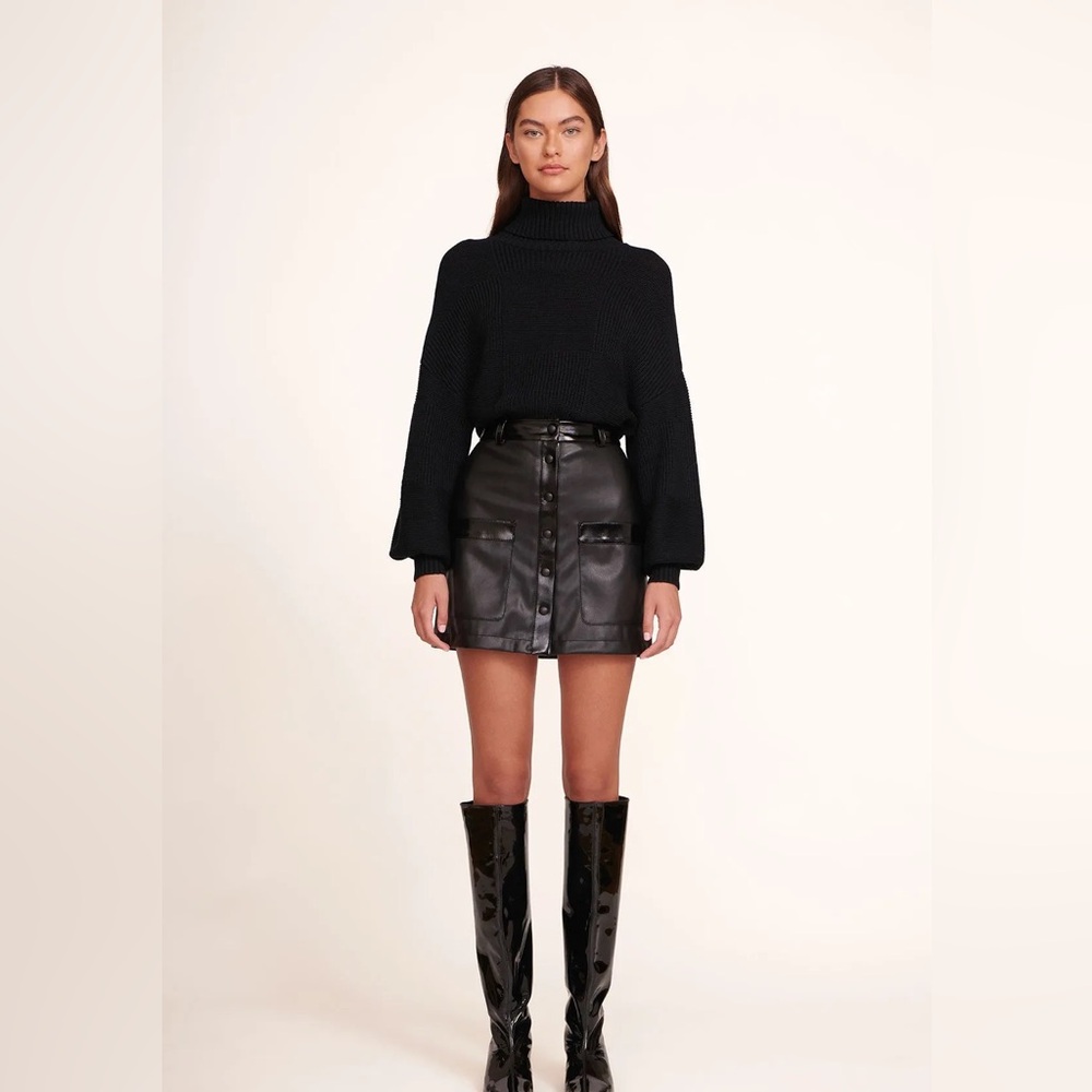STAUD - “PAPER SKIRT” - BLACK VEGAN LEATHER, NEVER WORN.